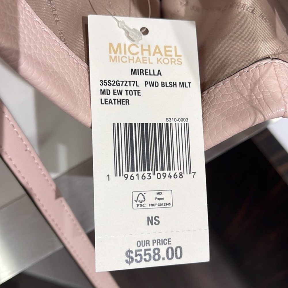 Michael Kors Bag Shoulder Bag Mirella Md Ew Tote Bag Powder Blush Multi Leather - Picture 10 of 12